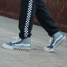 Vans 2026 Spring SK8-HI 138 Checkerboard High-Top Casual Sneakers, Unisex Skateboarding Canvas Shoes VN0A3MV1XGK - Blue - View 3