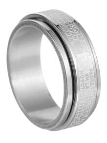 1 Pc Anti-Stress Rotating Jesus Cross Men's Finger Ring Anxiety Relief Spinning Metal Spinner Fidget Ring Jewelry