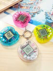 1 Stück/2 Stück/4 Stück Mini Virtual Pet Spielekonsole, personalisierter herzförmiger Look in transparenter Farbe, tragbares Design (kann als Schlüsselanhänger/Taschenbehang verwendet werden), ein Lernspielzeug für Kinder zum Aufziehen und Interagieren, Halloween/Weihnachts/Schulgeschenke