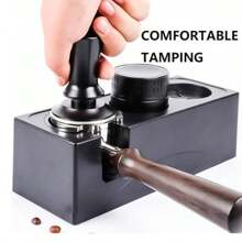 1 pieza Estación de prensado de espresso, Estera para tamper de espresso, Soporte para portafiltros de café de 51/53/58mm, Tamper y distribuidor de plástico, Caja organizadora de 3 en 1 de accesorios de espresso para herramientas de barista en mostradores/tiendas/mesas de trabajo