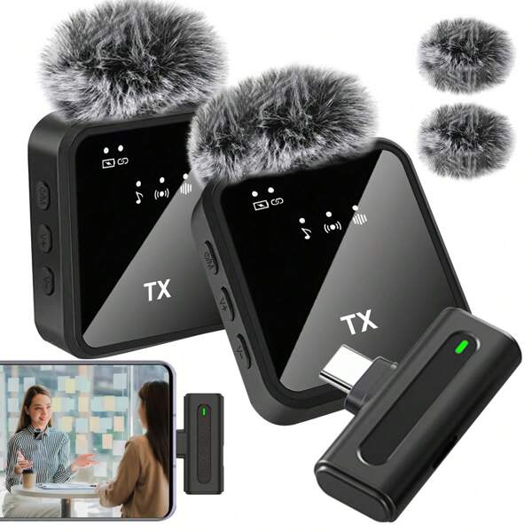 Microfone sem fio para , Android, câmera, microfone, microfone de lapela sem fio, mini microfone, microfone de lapela com cancelamento de ruído para entrevistas, podcasts e vídeos