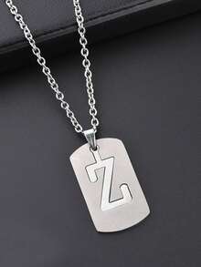 1件不锈钢双层26个英文字母吊坠项链，嘻哈项链