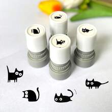 小黑猫印章，适用于记日记、考勤、盖章、教师奖励等，感光封面印章，自动上墨，黑色印迹