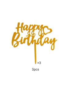 1 pieza/3 piezas Decoración de tarta de cumpleaños con letras "Happy Birthday", decoración creativa con lema para la parte superior de la tarta, decoración para fiestas de cumpleaños, suministros de repostería, accesorios de cocina, tope de tarta con letras "Happy Birthday" en inglés para decoración de fiestas de cumpleaños