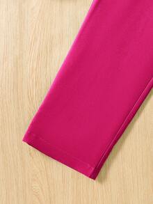 Tween Girls Cartoon Graphic Print Ruffle Trim Short Sleeve Top And Long Pants Set - Hot Pink - View 6