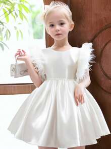 Vestido de fiesta elegante blanco para niñas, con decoración de moño en la espalda, vestido de verano para niñas, nuevo diseño - Blanco - Ver 1