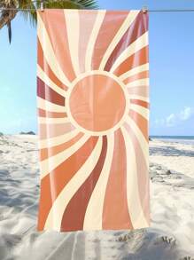 1 Stück sonnige Mikrofaser-Strandtuch, ohne Sand, leicht, überdimensioniert, schnelltrocknend für Erwachsene zum Schwimmen, Schwimmbad, Camping, Yoga, Reiseaccessoires, Urlaubssachen, Strandutensilien