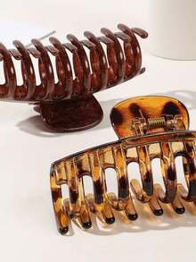 2pcs Marble Pattern Hair Clips, Casual Versatile Fashion Daily Hair Accessories Fall Winter Claw Clip For Vacation Outfits Woman - Multicolor - View 5