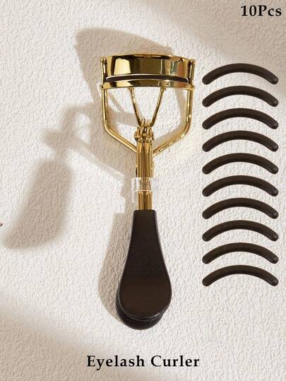 1pc Gold & Black Eyelash Curler With 10pcs Replacement Pads - Essential Beauty Tool For Creating Perfectly Curled Lashes In 5 Seconds, Portable Design Suitable For Home, Travel & Commercial Use, Unisex,Makeup,Cheap,Room Decor,Vanity,Travel,Bedroom,Makeup Accessories,Eyelash Curler,Cheap,Stocking Stuffers,Makeup,Makeup Tools,Cheap Stuff,Gifts,Gifts For Women,Christmas Gifts