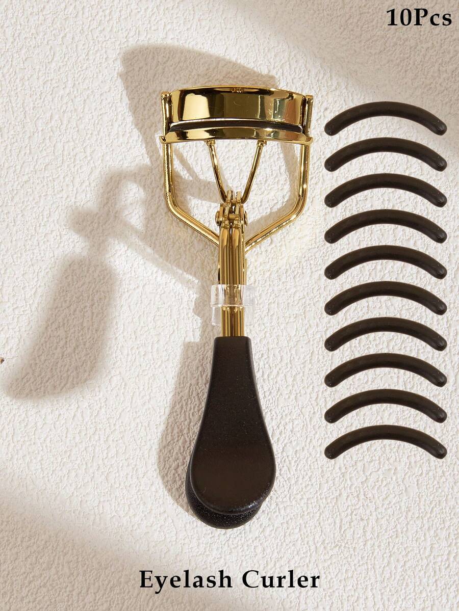 1pc Gold & Black Eyelash Curler With 10pcs Replacement Pads - Essential Beauty Tool For Creating Perfectly Curled Lashes In 5 Seconds, Portable Design Suitable For Home, Travel & Commercial Use, Unisex,Makeup,Cheap,Room Decor,Vanity,Travel,Bedroom,Makeup Accessories,Eyelash Curler,Cheap,Stocking Stuffers,Makeup,Makeup Tools,Cheap Stuff,Gifts,Gifts For Women,Christmas Gifts - Multicolor - View 1