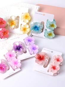 Set de 3 pinzas para el cabello con forma de flor de tamaño mediano, combinación de colores degradados de 6cm+4.5cm, accesorios de moda elegantes para el cabello de mujer, pinzas de estilo bohemio para accesorios de playa, otoño e invierno para atuendos de vacaciones