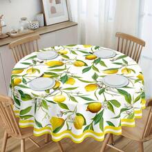 1 pièce Nappe citron et fleurs - Nappe en polyester jaune vif et verte avec motifs de citrons et de fleurs, imperméable, résistante aux taches, nappe épaisse réutilisable, idéale pour l'été, la maison, la cuisine et les fêtes de salle à manger, beau cadeau, fabriquée à la machine, rectangulaire, nappe de fête | Nappe florale | Nappe en polyester, décoration thème citron - Multicolore - Voir 6