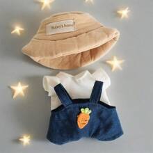 17cm Outfit Accessory, T-Shirt Suspender Pants Clothing Blind Box Plush Doll Removable Outfit Set, Suitable For 1st And 2nd Generation Dolls (Clothes Only, No Shoes). Fits 15cm-17cm (5.9 Inches-6.69 Inches) Dolls, Doll Clothes/Shoes Replacement, Suitable For Birthday, Holiday, Valentine's Day Gifts, Suitable For Everyone (Clothes Only, No Dolls Sold)