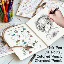 1pc, A5,80 Pages,Floral Sketchbook, Bandage Pendant, Blank Picture Notebook, Portable Travel Sketchbook, Diy Diary, Blank Notebook, Perfect For Writing, Suitable For Colored Pencils, Oil Paints, Marker Pens And Perfect Gifts, Ladies' Gift,Back To School,School Supplies