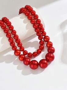 2 pièces Collier de fausses perles, mode personnalisée simple mais exagérée avec un sentiment vintage haut de gamme. Chaîne de cou convenant pour le port quotidien des femmes ou pour des occasions importantes