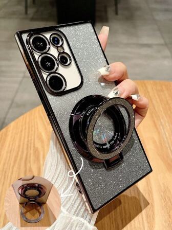 亮片新款隐藏式水钻圆环支架渐变闪光电镀 TPU 手机壳适用于 16e、 16 Pro Max、 15、 15 Pro Max、12 Pro Max、13 Pro Max、14 Pro Max、13、14、11、12 Pro、14、 XS、XR、78P、78GES2、A13 4G、A22、A21S、A51 4G、A52、S22 Ultra、A33 5G、A53、A23、S25 Ultra、S24、A15、S23、A73、Redmi、OPPO、Realme 手机