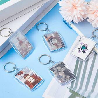 20pcs Clear Acrylic Photo Keychain Frames - Shatterproof Mini Photo Frames With Key Ring, Picture Keychains For Displaying Artwork And Memories - Personalized Gifts For Friends - Travel Souvenirs - Artist Business Card Holder - Pet ID Card Replacement - DIY Craft Essential