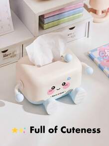 1pc Cute Kawaii Cartoon Tissue Box - Durabe Materia / Portable / Removable Cover Pink & Blue Desk Organizer For Girls Room, Kids Bedroom, Bathroom | Fun Home Decor Gift