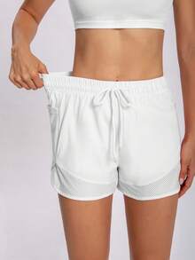 1pc Women's 2-In-1 Yoga Shorts With Quick-Drying Fabric And Mesh Pockets - For Casual Fitness, Gym Workouts - Suitable For Summer - For Women - Perfect For Active Lifestyle