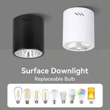 Faretti a incasso ad alta luminosità di grandi dimensioni, forma quadrata/rotonda, attacco lampadina E27 sostituibile, alloggiamento in metallo, tensione AC 85-265V, adatto per uso domestico, living, negozi, supermercati, centri commerciali, ristoranti, caffè, bar, gallerie, lobby, scale, camera da letto, cucina, soffitto, parete