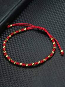 diffone Fashion Handmade Braided Rope Red Bracelet Charms Gold Beads Bracelet For Women Lover Armband Jewelry - Braided Bracelet - View 7