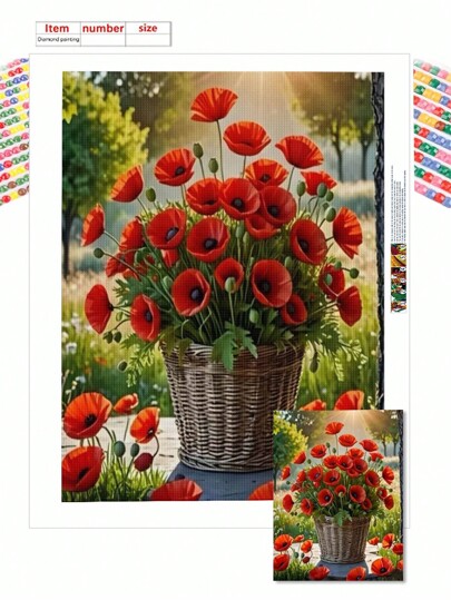DIY 5D Diamond Painting Set - Exquisite Flower Basket Pattern Frameless Acrylic Craft Set With Round Diamonds, Perfect Handmade Gift Creativity