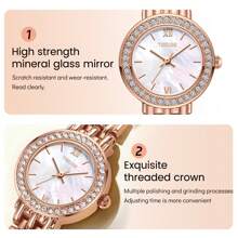 TIRENSE 1 Piece Of Luxurious, Fashionable, Elegant Jewelry With Diamonds, Ladies' Wrist Linked List, Birthday Gift, Holiday Gift,Watch Women ,Women's Gift