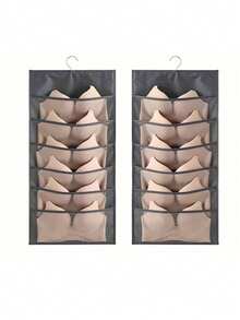 1 件双面内衣收纳袋，多功能内衣包装袋，悬挂式衣柜节省空间袋，双面悬挂式收纳袋，衣柜悬挂网袋袜子内衣收纳袋，悬挂式胸罩袜子收纳袋，节省空间的壁挂式衣柜收纳神器袋，适用于学校用品学校用品宿舍必需品衣服整理器衣橱整理和存储卧室 - 灰色 - 查看 7