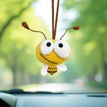 Haak bijen auto achteruitkijkspiegel houder, kamer decoratie, schattige hommel auto hangende ornament, een cadeau voor bijenliefhebbers auto hangend, haak schattige bijen tas ornament, auto interieur decoraties