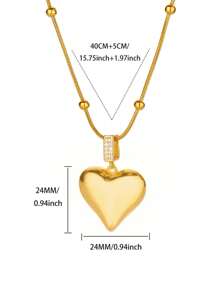 1 PC Luxury Cubic Zirconia Heart Pendant Necklaces For Women Gold Color Chain Collar Necklaces 2025 New Couple Jewelry Gifts