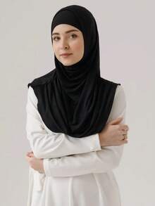 1件装女士纯色速戴头巾，休闲褶皱头饰，实用头巾，可作头巾、长款头巾、速戴头巾，适合日常佩戴，四季皆宜。 - 褶皺頭巾 - 查看 5