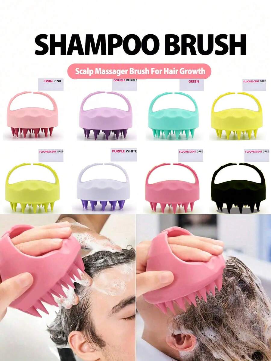 1个硅胶头皮按摩洗发刷，头皮清洁刷，去角质头皮按摩器，头发和头皮按摩刷，浴室配件 - 返校洗发刷，符合人体工程学的头皮清洁洗发刷 - 温和去角质按摩器，适合所有发质