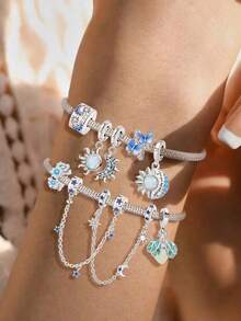 1 件银色爱心蝴蝶星蜜蜂吊坠饰品吊坠球适合手链 DIY 女士珠宝