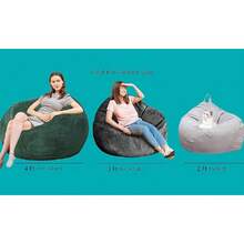 Premium Faux Rabbit Fur Bean Bag – Memory Foam Filled Round Chair For Adults, Teens & College Dorm - Green - View 4