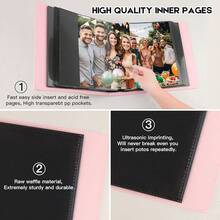 New-88 8x10 Photo Album 152 Pockets Holds 152 Photos, Large Capacity Lear Cover Family W Baby Photo Book For 8 X 10 Pictur, Photo Album 8x10  Black Inner  (Pink) - 粉色 - 查看 5