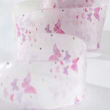 水钻雪纺丝带领结发饰，花店花束包装材料丝滑雪纱丝带带银点情人节