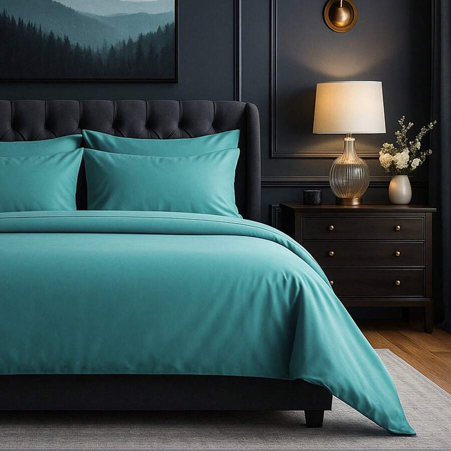 Slay Your Sleep: Cloud-Soft Cooling Bamboo Blend Sheets – 6-Piece Set W/ Deep Pockets – Breathable, All-Season Bedding, No Wrinkles, No Stress, Cozy Vibes Only – Twin, Full, Queen, King, Cal King - 天藍色 - 查看 1