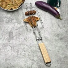 可拆卸折叠便携式烧烤网夹香肠烧烤网烧烤工具不锈钢热狗烧烤架