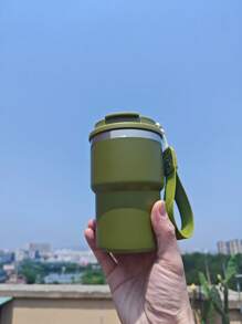 Taza de acero inoxidable aislada de 12 oz con diseño minimalista, taza de auto portátil con cordón, taza para helado, taza de café con doble capa al vacío, personalizada en un paquete