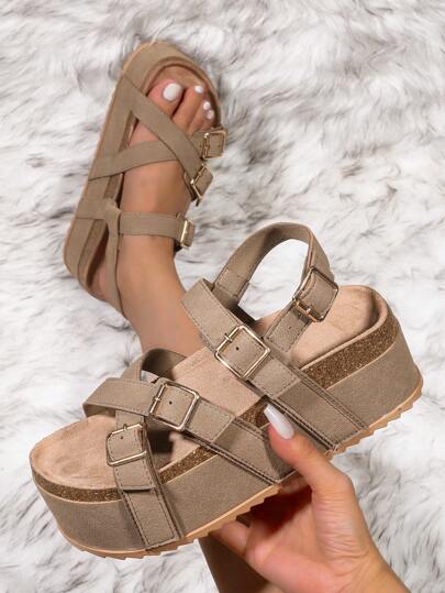 Sandali con plateau casual da donna per l'estate, ciabatte con zeppa alta in stile bohémien, infradito da festa con fashion beach per matrimoni e uso domestico all'aperto