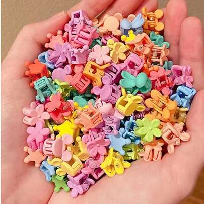 50 Kẹp Tóc Mini Hoạt Hình Hỗn Hợp Cho Bé Gái, Phụ Kiện Thời Trang Kẹp Tóc Mini Hoạt Hình Dễ Thương