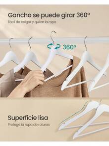Trägalge, 20-delars set, tunn, med ett skåra på axeln, byxgalge, 360° roterande krok, björkträ, strumpebandshållare och jacka, molnvit, torkställning, garderobsorganisatör, multifunktionell byxgalge, halsduks- och slipsställ, förvaringsställ för hushållsbyxor - Multifärgad - Visa 7