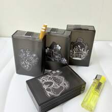 1 pezzo Custodia portasigarette con design a fiori e funghi, scatola porta sigarette da 20 posti, idea regalo creativa per fumatori uomini e donne, portatile, accessori per il fumo