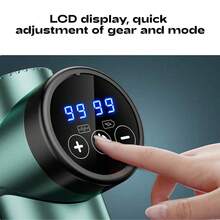 1支按摩枪，深层组织背部按摩器，强力冲击式按摩枪，旅行按摩器，便携式冲击波电动肌肉按摩器，颈部按摩器，99档速度调节，液晶显示屏，8个可更换按摩头，便携式手持健身器材，适合家庭和办公室使用，缓解肌肉紧张