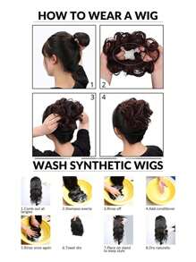 2pcs Cute Bun Hair Scrunchie, Kids Girls Fake Hair Buns Hair Band With Long Hair Extensions