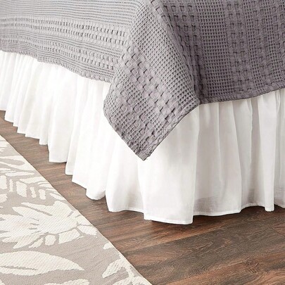 Greenland Home Fashions Cotton Voile 18-Inch White Bed Skirt, Queen