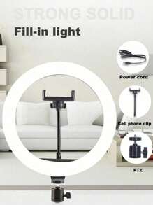 Aro de luz de 10 pulgadas con trípode ajustable, luz anular LED para selfies para transmisión en vivo, iluminación de fotografía compatible con iPhone 15/14/13/12/11 Pro Max, Galaxy S24/S23/S22/S21/S20 FE Ultra Plus y la mayoría de teléfonos inteligentes, adecuado para fotografía, grabación de video, transmisión en vivo, reuniones de Zoom, con soporte de luz para selfies