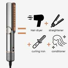 UKLISS Secador de Cabelo e Alisador Iônico 2 em 1, Fluxo de Ar de Alta Velocidade + Aquecimento Rápido + 3 Definições de Temperatura + Visor LCD + Desligamento Automático, Adequado para Todos os Tipos de Cabelo, Ótimo Presente para Festivais, Viagens e Volta às Aulas