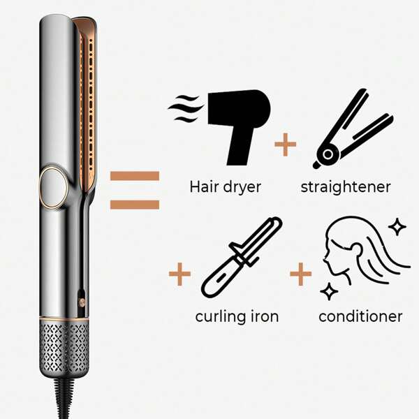UKLISS Secador y alisador de cabello 2 en 1 con iones negativos, flujo de aire de alta velocidad + calentamiento rápido + 3 ajustes de temperatura + pantalla LCD + apagado automático, adecuado para todo tipo de cabello, gran regalo para festivales, viajes y temporada de regreso a la escuela