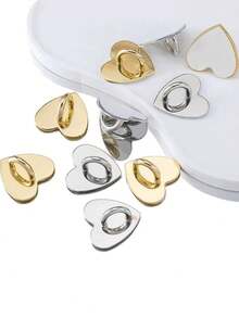 1/5/10pcs Heart-Shaped Metal Snap Buttons, Suitable For DIY Phone Case Lanyards, Phone Straps, In Gold, Silver, Black And Colorful, Phone Case Bag Hardware Accessories, Keychains, Keyring Clips, Smartphone Chains, Handmade Decorative Accessories, Smartphone Lanyards, Leaves No Trace, Compatible With All Android/Apple Series Smartphone Models Such As 17/16/15 Etc.